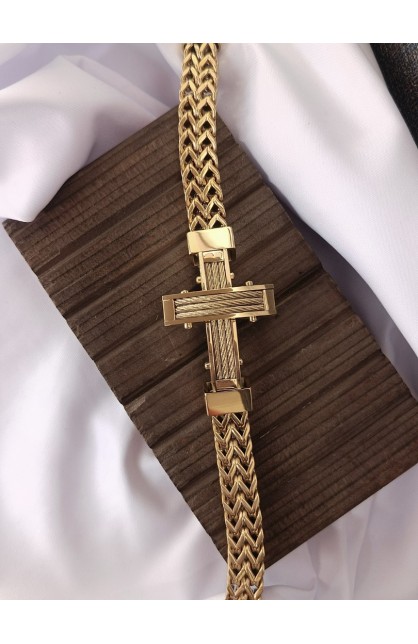 SC0272 - CABLE CROSS GOLD CHAIN BRACELET - - 1 