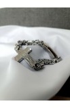 SC0275 - CROSS SILVER CHAIN BRACELET - - 5 