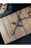 SC0284 - 3 NAILS BLACK CROSS NECKLACE - - 1 