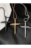 SC0284 - 3 NAILS BLACK CROSS NECKLACE - - 4 