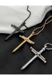 SC0284 - 3 NAILS BLACK CROSS NECKLACE - - 5 