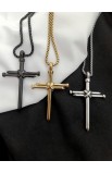 SC0284 - 3 NAILS BLACK CROSS NECKLACE - - 6 