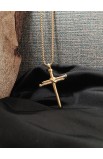 SC0283 - 3 NAILS GOLD CROSS NECKLACE - - 2 