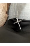 SC0282 - 3 NAILS SILVER CROSS NECKLACE - - 2 