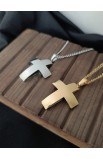 SC0302 - STRAIGHT CURVE CROSS NECKLACE GOLD - - 4 