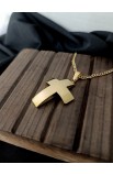 SC0302 - STRAIGHT CURVE CROSS NECKLACE GOLD - - 2 