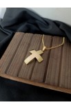 SC0302 - STRAIGHT CURVE CROSS NECKLACE GOLD - - 5 