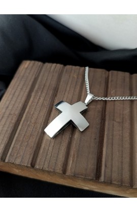 SC0301 - STRAIGHT CURVE CROSS NECKLACE - - 1 