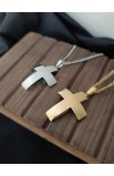 SC0301 - STRAIGHT CURVE CROSS NECKLACE - - 3 