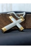 SC0270 - GOLD EDGES CROSS NECKLACE - - 4 