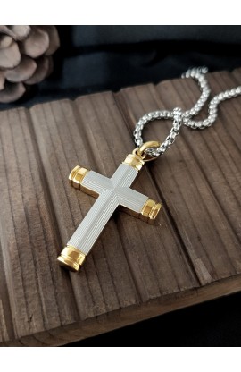 SC0270 - GOLD EDGES CROSS NECKLACE - - 1 