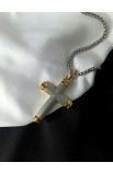 SC0270 - GOLD EDGES CROSS NECKLACE - - 6 