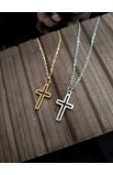 SC0317 - HOLLOW OUT CROSS GOLD PENDANT NECKLACE - - 6 