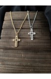 SC0317 - HOLLOW OUT CROSS GOLD PENDANT NECKLACE - - 7 