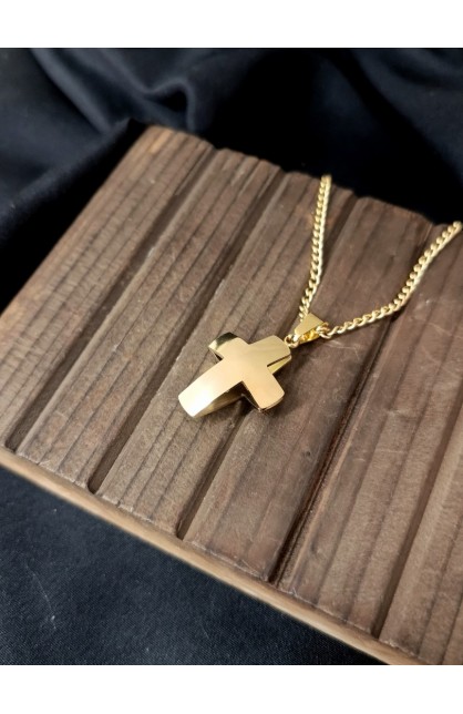 SC0300 - DOUBLE CURVE CROSS NECKLACE GOLD - - 1 