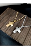 SC0300 - DOUBLE CURVE CROSS NECKLACE GOLD - - 3 