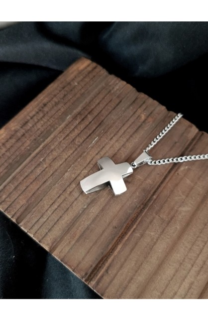 SC0299 - DOUBLE CURVE CROSS NECKLACE - - 1 