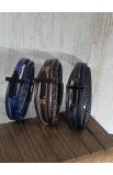 SC0291 - NAVY BLUE MULTI LAP LEATHER BRACELET - - 3 