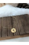 SC0309 - ROUND EMPTY CROSS NECKLACE GOLD - - 3 
