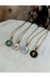 SC0296 - CROSS LIGHT COLOR ROUND SHELL NECKLACE GOLD - - 5 