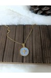 SC0296 - CROSS LIGHT COLOR ROUND SHELL NECKLACE GOLD - - 2 