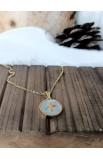 SC0296 - CROSS LIGHT COLOR ROUND SHELL NECKLACE GOLD - - 4 