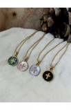 SC0295 - CROSS COLOR ROUND SHELL NECKLACE GOLD - - 6 