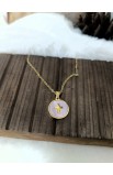 SC0294 - CROSS WHITE ROUND SHELL NECKLACE GOLD - - 2 