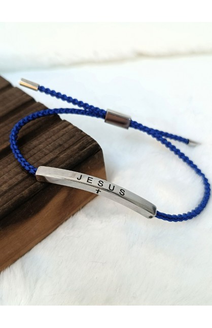 SC0264 - JESUS BRAIDED ROPE BLUE BRACELET - - 1 