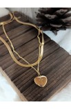 SC0315 - DOUBLE CHAIN HEART SHAPE NECKLACE GOLD PLATED - - 3 