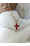 SC0313 - RED EPOXY LARGE CROSS GOLD PLATED - - 2 