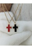 SC0313 - RED EPOXY LARGE CROSS GOLD PLATED - - 5 