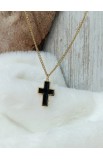 SC0312 - BLACK EPOXY LARGE CROSS GOLD PLATED - - 1 