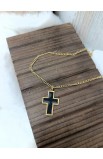 SC0312 - BLACK EPOXY LARGE CROSS GOLD PLATED - - 1 