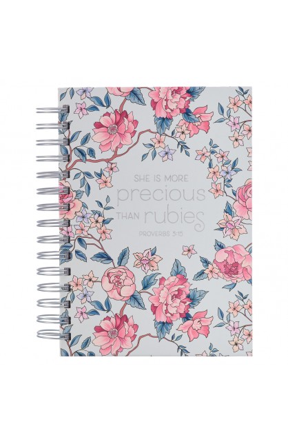 JLW160 - Journal Wirebound Light Blue Floral More Precious than Rubies Prov 3:15 - - 1 