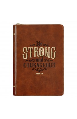 JL592 - Journal Classic w/zip Brown Be Strong Josh 1:9 - - 1 