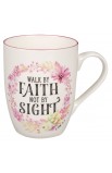 MUG1050 - Mug Pink Wreath Walk by Faith 2 Cor 5:7 - - 1 