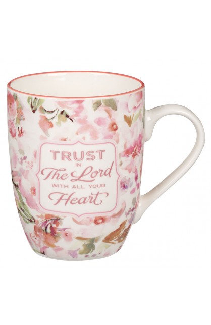 MUG1060 - Mug Coral Floral Trust in the Lord Prov 3:5-6 - - 1 