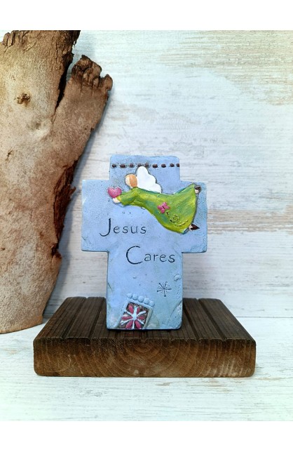 TTCC-102 - JESUS CARES TABLETOP CROSS CEMENT - - 1 