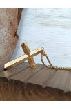 SC0334 - TRIANGLE EDGES CROSS GOLD NECKLACE - - 3 