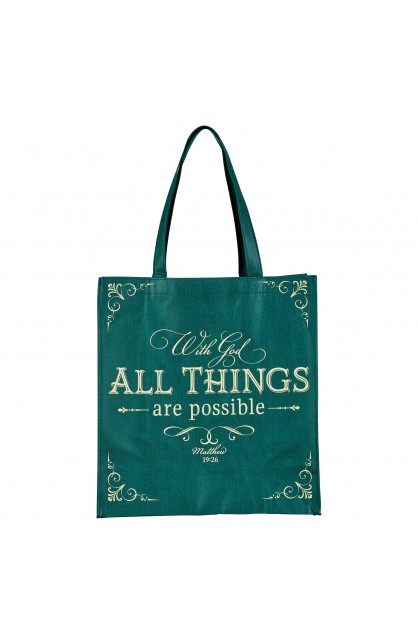 TOT158 - Tote Green With God All Things Matt 19:26 - - 1 