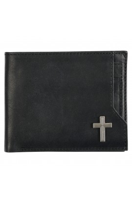 WT152 - Wallet Leather Black Cross Badge - - 1 