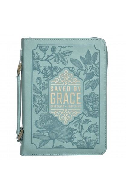 BBL812 - Bible Cover Fashion Teal Saved by Grace Eph 2:8 - - 1 