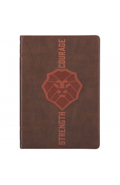 JL722 - Journal Classic Brown Lion Strength & Courage Josh 1:9 - - 1 