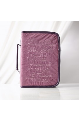 BBM287 - "Serenity Prayer" Suede Look Bible Cover in Purple (Medium) - - 1 