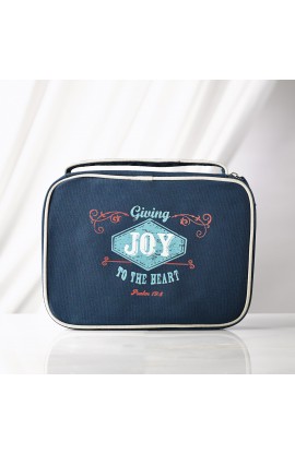 BBL542 - Navy Blue "Joy" Retro Blessings Bible Cover (Large) - - 1 