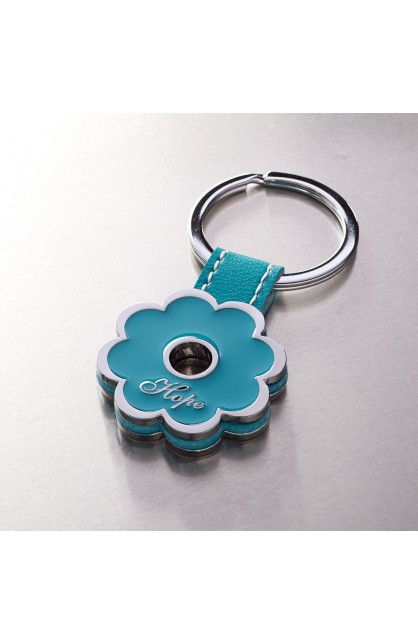 KME011 - "Hope" Blue Flower Metal Keyring - - 1 