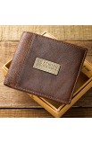 WT118 - Wallet Leather Brown Be Strong & Courageous Badge - - 1 