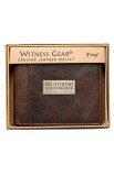 WT118 - Wallet Leather Brown Be Strong & Courageous Badge - - 7 