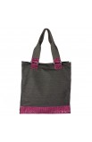 TOT036 - Brushed Gray Canvas & Croc Tote Bag (Purple) - - 2 